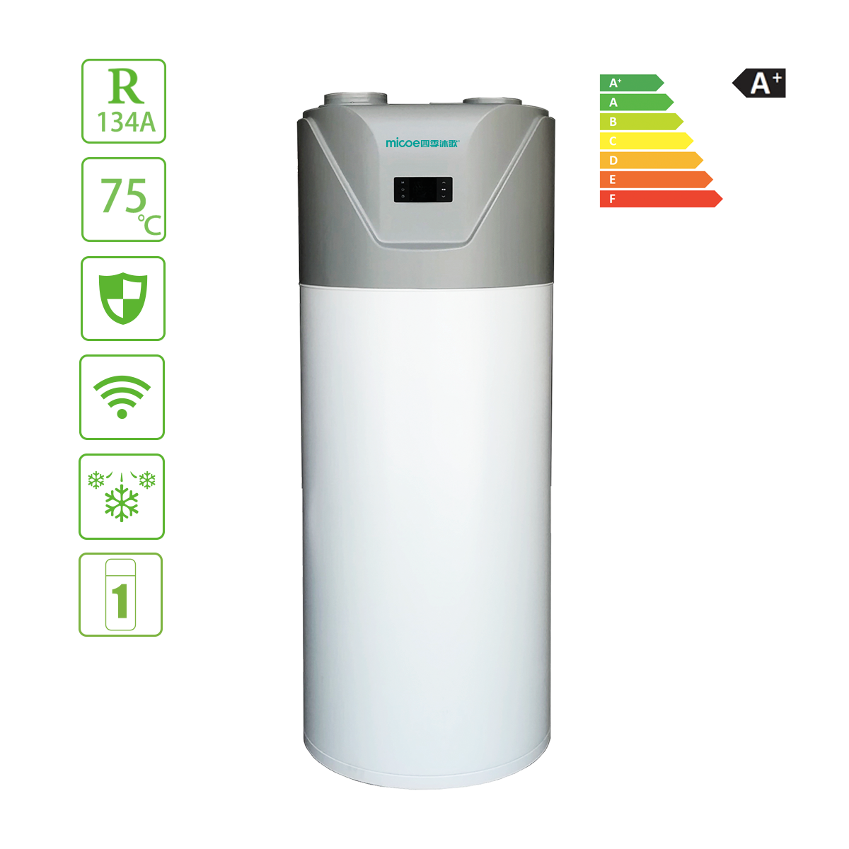 Low Energy Consumption Monoblock Indoor Heat Pump Water Heater